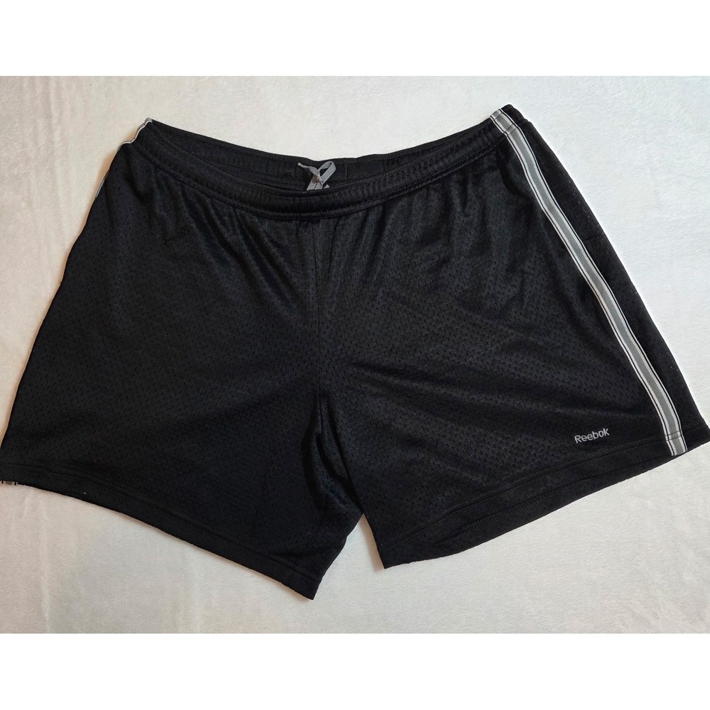 004-Reebok Mens Large Black Mesh‎ Athletic Shorts Drawstring Active Gym Running